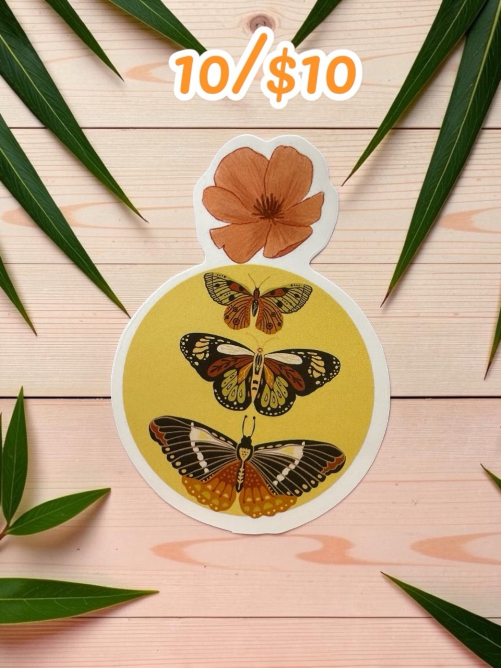 10 / $10 Butterfly & Flower Sticker – Boho Nature Vinyl Decal